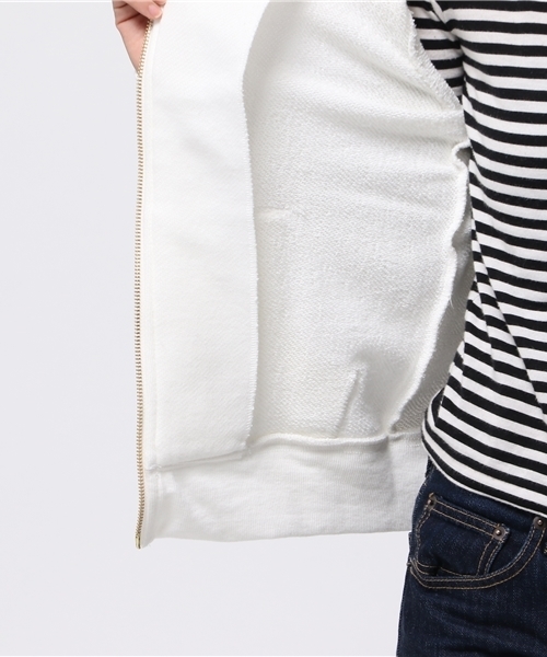 DouDou（ドゥドゥ）の「【DouDou】カットZIPパーカー（パーカー・レディース・ホワイト/グレー・FREE）」の10枚目の写真