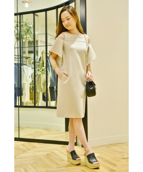 FIGARO Paris（フィガロパリ）の「ハイカウントポンチワンピース◆（ワンピース・レディース・ネイビー/ベージュ/ベージュ系その他・36/38）」の10枚目の写真