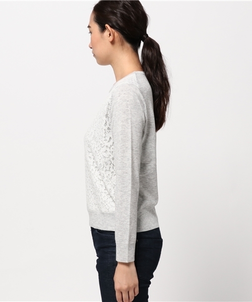 NATURAL BEAUTY BASIC（ナチュラルビューティーベーシック）の「レースニット（ニット/セーター・レディース・ネイビー/ボルドー/グレー・MEDIUM）」の6枚目の写真