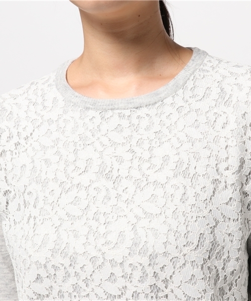 NATURAL BEAUTY BASIC（ナチュラルビューティーベーシック）の「レースニット（ニット/セーター・レディース・ネイビー/ボルドー/グレー・MEDIUM）」の8枚目の写真
