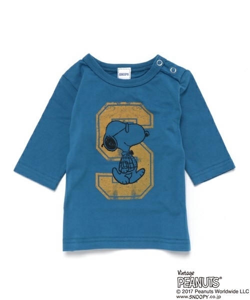 SHIPS KIDS(シップスキッズ)の「SHIPS KIDS:スヌーピー 7分袖 TEE(100~130cm)(Tシャツ/カットソー・キッズ・ロイヤルブルー/オフホワイト/グレー・110/130/100/120)」の1枚目の写真