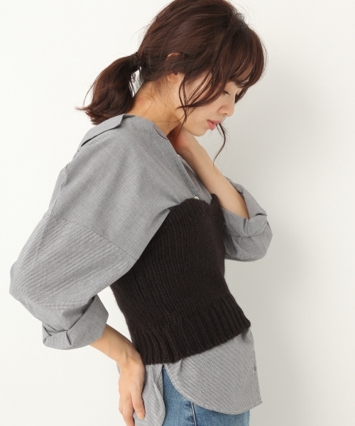 A part by（アパートバイ）の「3GAWザックリビスチェ 768595 （ニット/セーター・レディース・ブラック/アイボリー・FREE）」の2枚目の写真