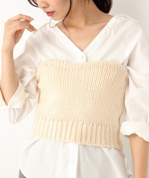 A part by（アパートバイ）の「3GAWザックリビスチェ 768595 （ニット/セーター・レディース・ブラック/アイボリー・FREE）」の11枚目の写真