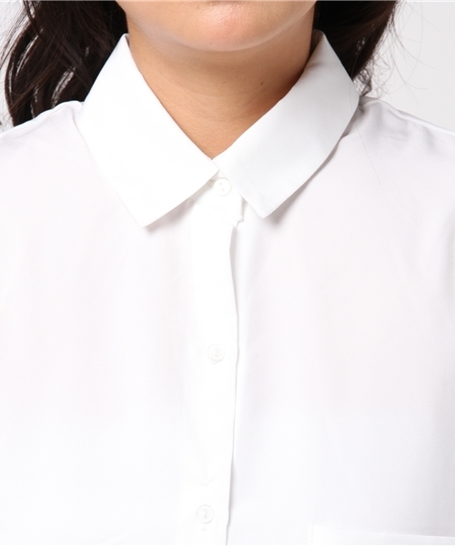 IGNIO（イグニオ）の「ビッグシルエット 吸水速乾 長袖ボタンシャツ（シャツ/ブラウス・レディース・オフホワイト/ネイビー・LL/M/L）」の6枚目の写真