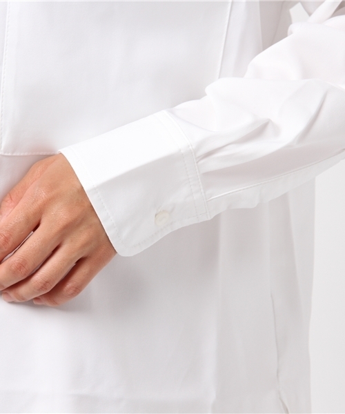 IGNIO（イグニオ）の「ビッグシルエット 吸水速乾 長袖ボタンシャツ（シャツ/ブラウス・レディース・オフホワイト/ネイビー・LL/M/L）」の7枚目の写真