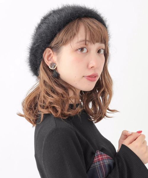 earth music&ecology（アースミュージックアンドエコロジー）の「シャギーベレー（ハンチング/ベレー帽・レディース・ブラック/グレー/アイボリー/キャメル・FREE）」の3枚目の写真