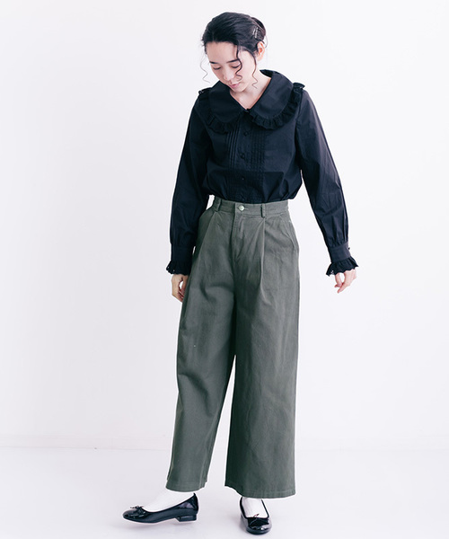 MERLOT（メルロー）の「タックワイドパンツ1299（その他パンツ・レディース・ワイン/カーキ/ブラック/ベージュ/ネイビー・FREE）」の11枚目の写真