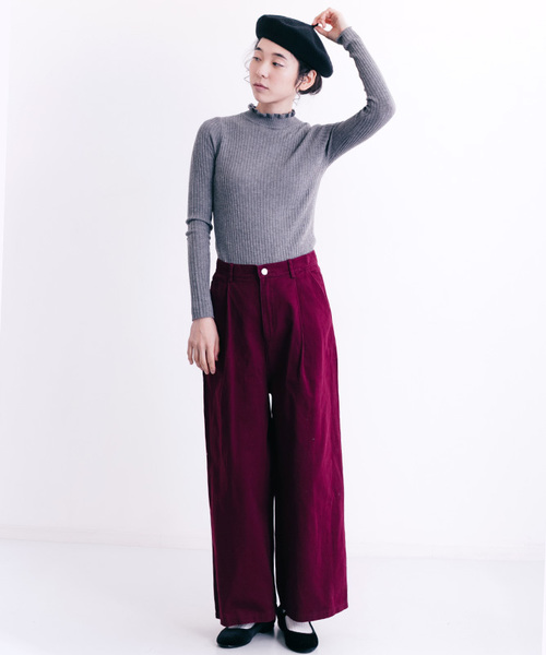 MERLOT（メルロー）の「タックワイドパンツ1299（その他パンツ・レディース・ワイン/カーキ/ブラック/ベージュ/ネイビー・FREE）」の19枚目の写真