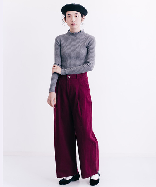 MERLOT（メルロー）の「タックワイドパンツ1299（その他パンツ・レディース・ワイン/カーキ/ブラック/ベージュ/ネイビー・FREE）」の13枚目の写真