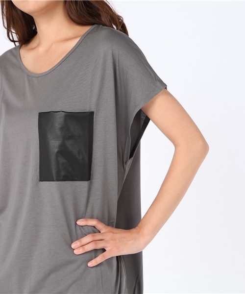LOVE BOAT（ラブ・ボート）の「合皮ポケTシャツワンピース（ワンピース・レディース・ブラック系/グレー系/ホワイト系・FREE）」の8枚目の写真