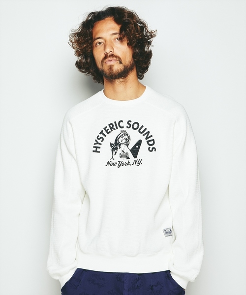 HYSTERIC GLAMOUR(ヒステリックグラマー)の「HYS SOUNDSプリントスウェット(スウェット・メンズ・ホワイト/ネイビー/ブラック・MEDIUM/LARGE/SMALL)」の1枚目の写真