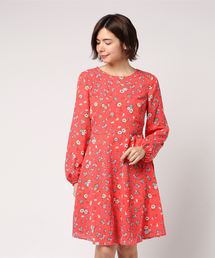 GAP | 長袖トリム フラワープリントワンピース --(ワンピース)