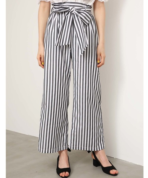 one after another NICE CLAUP(ワンアフターアナザーナイスクラップ)の「ウエストリボンパンツ(その他パンツ・レディース・ブラック/ネイビー/ストライプ/ドット・FREE)」の1枚目の写真