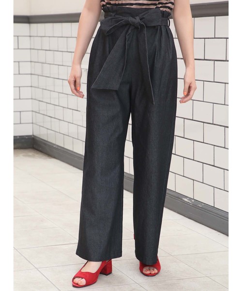 one after another NICE CLAUP(ワンアフターアナザーナイスクラップ)の「ウエストリボンパンツ(その他パンツ・レディース・ブラック/ネイビー/ストライプ/ドット・FREE)」の2枚目の写真