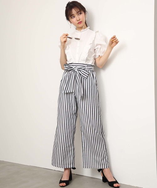 one after another NICE CLAUP(ワンアフターアナザーナイスクラップ)の「ウエストリボンパンツ(その他パンツ・レディース・ブラック/ネイビー/ストライプ/ドット・FREE)」の11枚目の写真