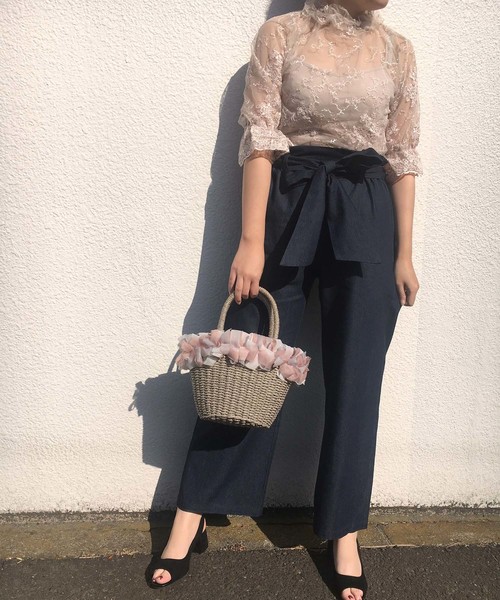 one after another NICE CLAUP(ワンアフターアナザーナイスクラップ)の「ウエストリボンパンツ(その他パンツ・レディース・ブラック/ネイビー/ストライプ/ドット・FREE)」の13枚目の写真