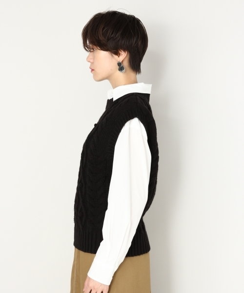 LOWRYS FARM（ローリーズファーム）の「３Ｇケーブルベスト　805088（ベスト・レディース・ブラック/オフホワイト/ベージュ・MEDIUM/LARGE）」の6枚目の写真