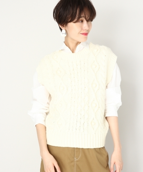 LOWRYS FARM（ローリーズファーム）の「３Ｇケーブルベスト　805088（ベスト・レディース・ブラック/オフホワイト/ベージュ・MEDIUM/LARGE）」の13枚目の写真