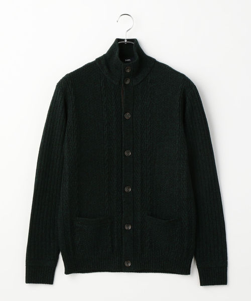 SHIPS(シップス)の「SC: 9ゲージ ランダム/アラン スタンド カーディガン□(カーディガン/ボレロ・メンズ・グレー/ブルー/ネイビー/ダークオレンジ/グリーン・SMALL/MEDIUM/LARGE/X-LARGE)」の3枚目の写真