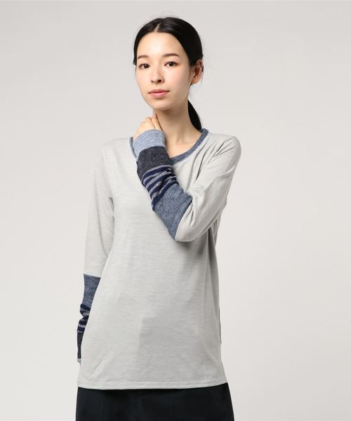 Burner（バーナー）の「【wordtrobe】30/-SZ天竺袖切替 ロンT（Tシャツ/カットソー・レディース・チャコールグレー/ブラウン/グレー/レッド/ピンク/ブルー/グリーン/オートミール・FREE）」の11枚目の写真