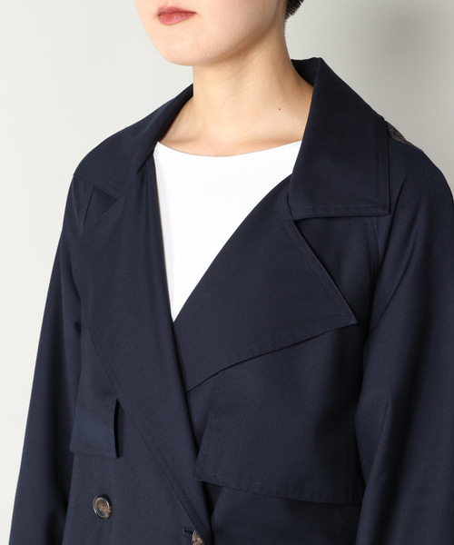 notch.(ノッチ)の「BACK CHECK LONG COAT(トレンチコート・レディース・ネイビー/ベージュ・TM/M)」の13枚目の写真