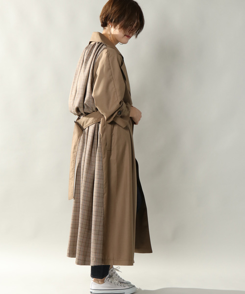 notch.(ノッチ)の「BACK CHECK LONG COAT(トレンチコート・レディース・ネイビー/ベージュ・TM/M)」の17枚目の写真
