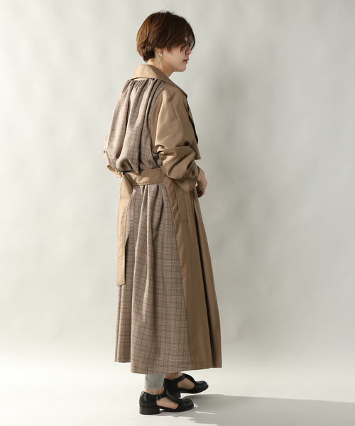 notch.(ノッチ)の「BACK CHECK LONG COAT(トレンチコート・レディース・ネイビー/ベージュ・TM/M)」の18枚目の写真