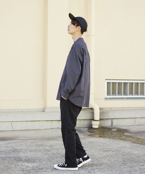 L&HARMONY（エルアンドハーモニー）の「[L&HARMONY / エルアンドハーモニー] レトロチェックルーズバンドカラーシャツ（シャツ/ブラウス・メンズ・ブラック/ベージュ・LARGE/MEDIUM）」の9枚目の写真