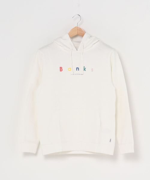 BANKS（バンクス）の「AFL0136/BANKS(バンクス)スタンダードフィットシンプルブランドロゴデザインプルオーバーフーディ（スウェット・メンズ・ブラック/オフホワイト・MEDIUM/LARGE/X-LARGE/SMALL）」の2枚目の写真