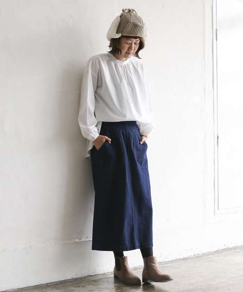 LBC（エルビーシー）の「ふんわりハイネックブラウス（シャツ/ブラウス・レディース・ホワイト/ネイビー・M）」の7枚目の写真