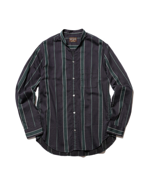 MR.OLIVE（ミスターオリーブ）の「TENCEL BREND TRADITIONAL STRIPE / STAND SKIPPER  SHIRT（シャツ/ブラウス・メンズ・ブラック/グリーン/ネイビー・SMALL/MEDIUM/LARGE）」の9枚目の写真