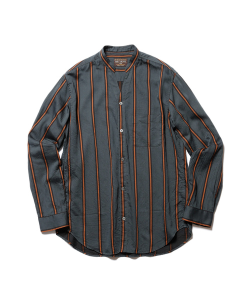 MR.OLIVE（ミスターオリーブ）の「TENCEL BREND TRADITIONAL STRIPE / STAND SKIPPER  SHIRT（シャツ/ブラウス・メンズ・ブラック/グリーン/ネイビー・SMALL/MEDIUM/LARGE）」の11枚目の写真