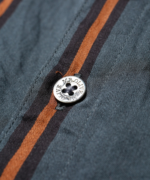 MR.OLIVE（ミスターオリーブ）の「TENCEL BREND TRADITIONAL STRIPE / STAND SKIPPER  SHIRT（シャツ/ブラウス・メンズ・ブラック/グリーン/ネイビー・SMALL/MEDIUM/LARGE）」の5枚目の写真