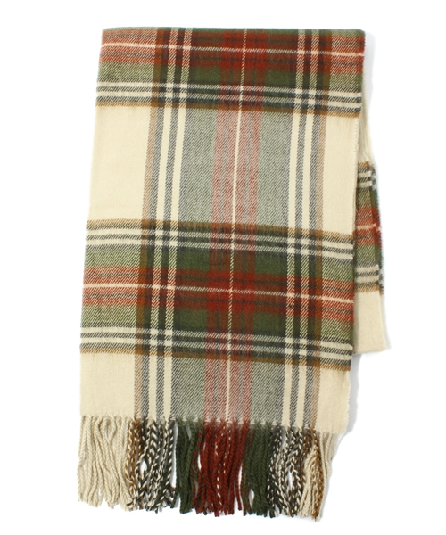 salut!（サリュ!）の「ﾁｪｯｸｼｮｰﾙ（マフラー・ベージュ/グリーン/レッド・FREE）」の2枚目の写真