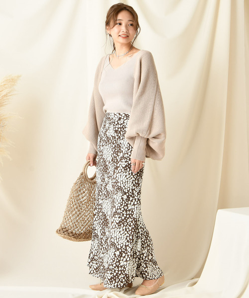 DouDou（ドゥドゥ）の「小柄マーメイドスカート（スカート・レディース・ブラウン/ベージュ/ラベンダー・36/38）」の8枚目の写真