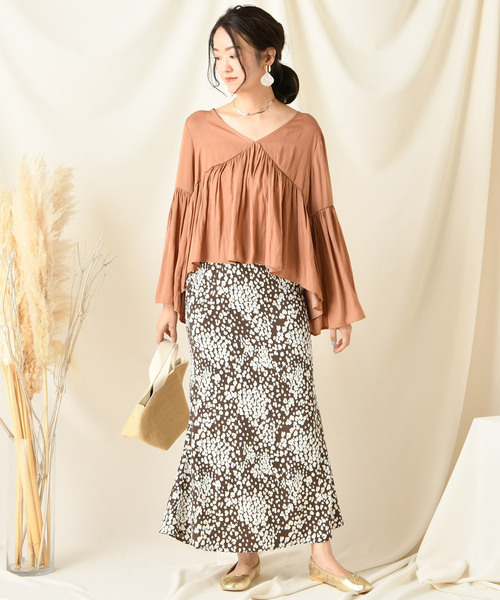 DouDou（ドゥドゥ）の「小柄マーメイドスカート（スカート・レディース・ブラウン/ベージュ/ラベンダー・36/38）」の10枚目の写真