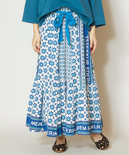 チャイハネ（チャイハネ）の「【チャイハネ】オリエンタルイスラミック柄スカート（スカート・レディース・ホワイト/ブラック/ベージュ・FREE）」の2枚目の写真