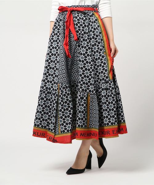 チャイハネ（チャイハネ）の「【チャイハネ】オリエンタルイスラミック柄スカート（スカート・レディース・ホワイト/ブラック/ベージュ・FREE）」の6枚目の写真