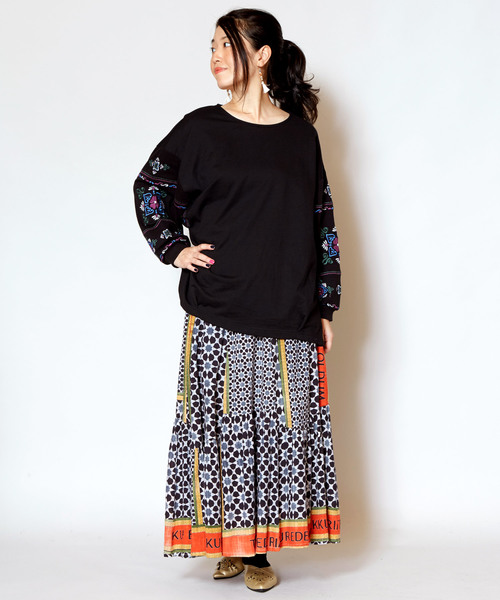 チャイハネ（チャイハネ）の「【チャイハネ】オリエンタルイスラミック柄スカート（スカート・レディース・ホワイト/ブラック/ベージュ・FREE）」の7枚目の写真