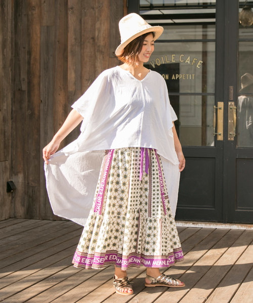 チャイハネ（チャイハネ）の「【チャイハネ】オリエンタルイスラミック柄スカート（スカート・レディース・ホワイト/ブラック/ベージュ・FREE）」の14枚目の写真