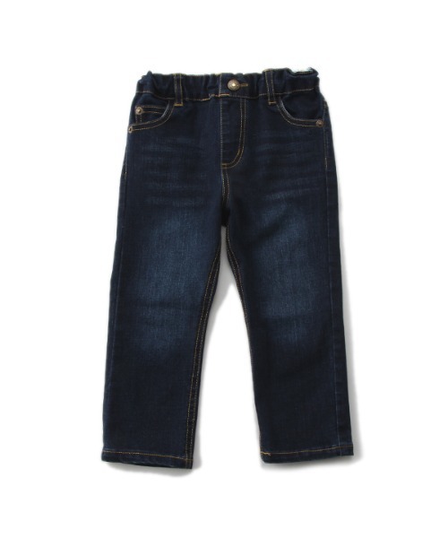 X-girl Stages（エックスガールステージス）の「タテロゴデニムロングパンツ（デニムパンツ・キッズ・ネイビー/サックスブルー・80ｃｍ/90cm/100cm/110cm/120cm/130cm/140cm）」の2枚目の写真