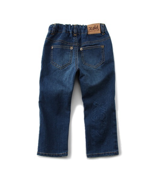 X-girl Stages（エックスガールステージス）の「タテロゴデニムロングパンツ（デニムパンツ・キッズ・ネイビー/サックスブルー・80ｃｍ/90cm/100cm/110cm/120cm/130cm/140cm）」の5枚目の写真