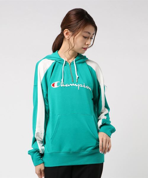Champion(チャンピオン)の「【Champion/チャンピオン】レディース アクティブスタイル ハーフジップスウェットパーカー(パーカー・レディース・ホワイト/ダークネイビー/レッド系その他4/グレー/グリーン系その他・MEDIUM/LARGE)」の4枚目の写真