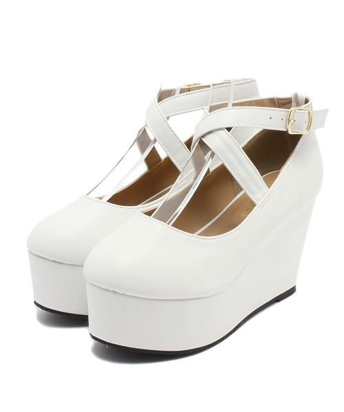 WEGO（ウィゴー）の「WEGO/クロスウェッジパンプス（パンプス・レディース・ホワイト/ブラック/レッド・24.5/23.5）」の2枚目の写真