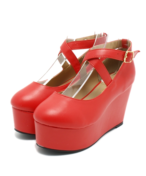 WEGO（ウィゴー）の「WEGO/クロスウェッジパンプス（パンプス・レディース・ホワイト/ブラック/レッド・24.5/23.5）」の14枚目の写真