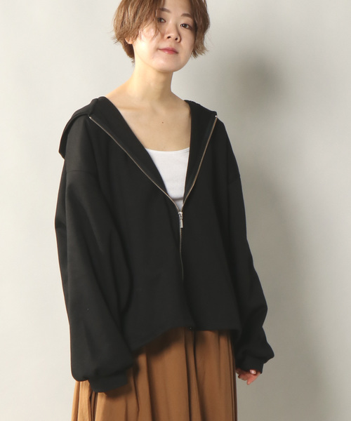 notch.(ノッチ)の「オーバーサイズジップパーカー(パーカー・レディース・ブラック/ネイビー/オフホワイト・M)」の1枚目の写真