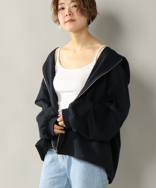 notch.(ノッチ)の「オーバーサイズジップパーカー(パーカー・レディース・ブラック/ネイビー/オフホワイト・M)」の9枚目の写真