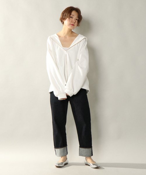 notch.(ノッチ)の「オーバーサイズジップパーカー(パーカー・レディース・ブラック/ネイビー/オフホワイト・M)」の8枚目の写真