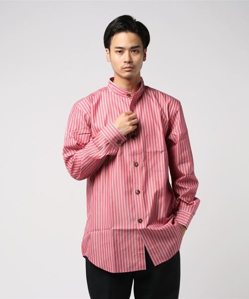 YOTA TOKI(ヨータトキ)の「【YOTA TOKI】ヨータ トキ/CUT-OFF BAND COLLAR SHIRT(シャツ/ブラウス・メンズ・ホワイト/レッド/レッド系その他・2/3)」の3枚目の写真