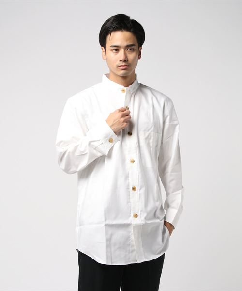 YOTA TOKI(ヨータトキ)の「【YOTA TOKI】ヨータ トキ/CUT-OFF BAND COLLAR SHIRT(シャツ/ブラウス・メンズ・ホワイト/レッド/レッド系その他・2/3)」の1枚目の写真